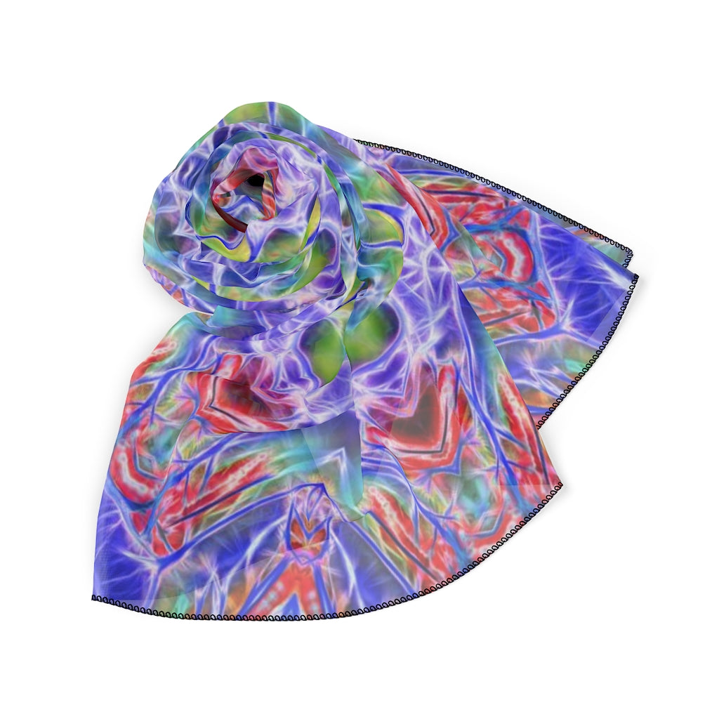 Blue Red Kaleidoscope Poly Scarf