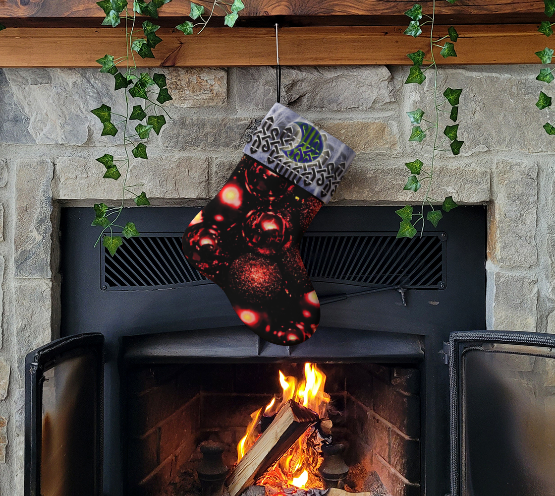 Celtic Moon Red Baubles Holiday Stocking