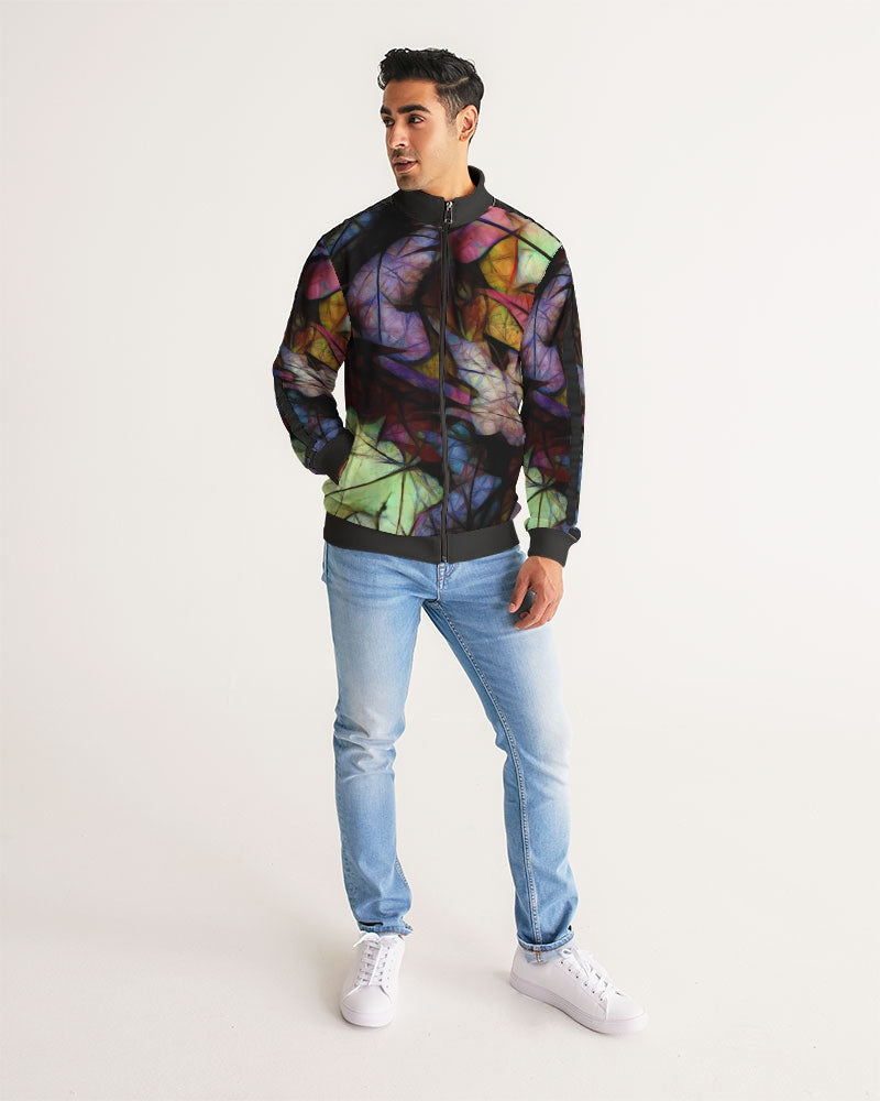 Fall Leaves Abstract Men's Stripe-Sleeve Track Jacket