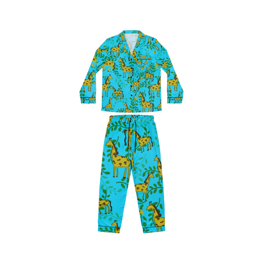 Giraffes Pattern Women's Satin Pajamas (AOP)