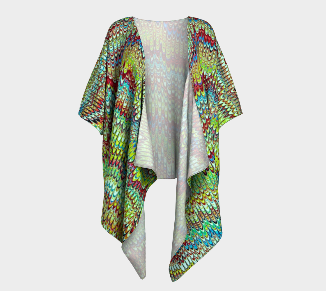 Cool Green Marbled Draped Kimono