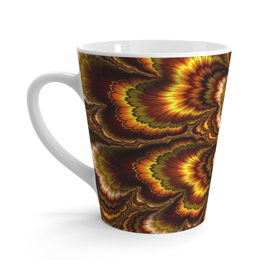 Turkey Feather Fractal Latte Mug