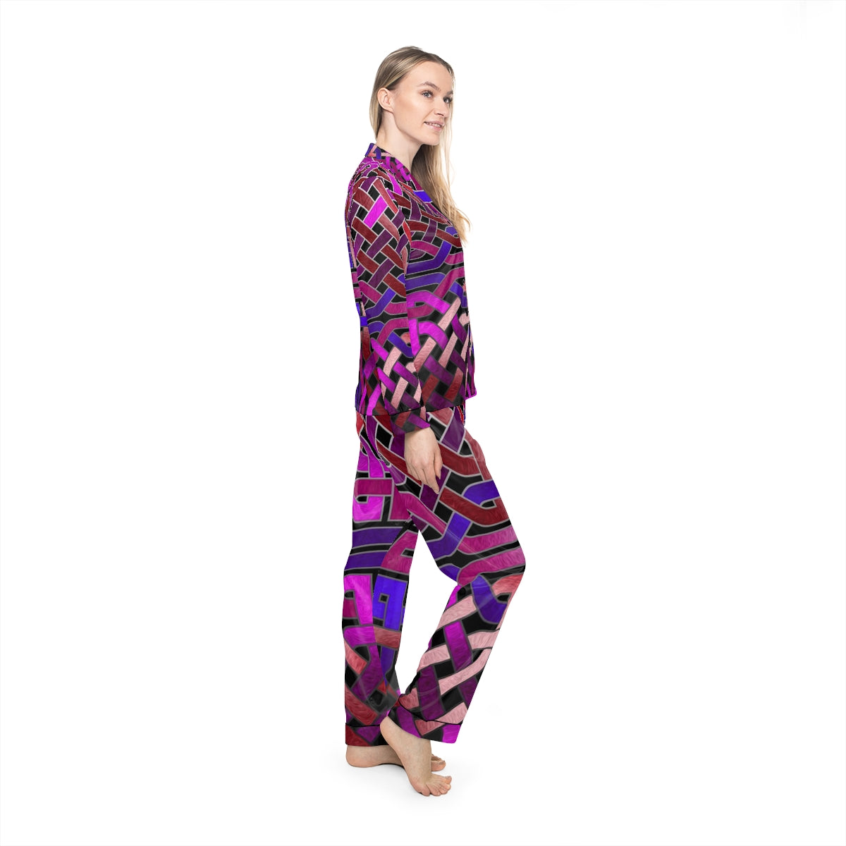Pink Celtic Knot Women's Satin Pajamas (AOP)