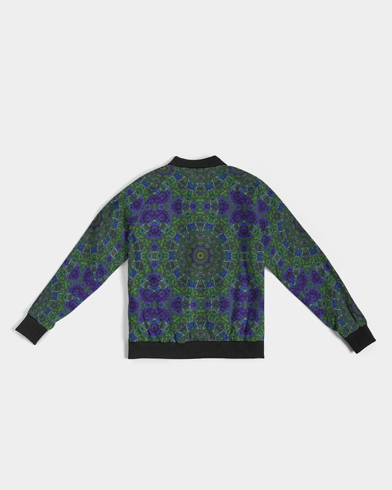 blue Green Ribbon Kaleidoscope Women's Bomber Jacket