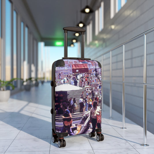 Vintage Travel Art Market On. The Steps in Rome Cabin Suitcase