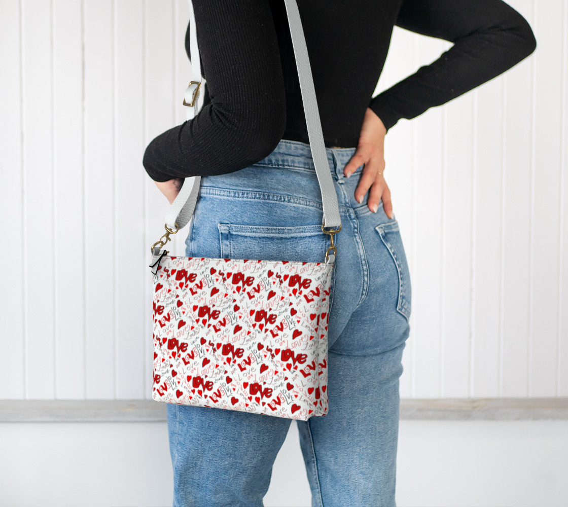 Love and Hearts Vegan Crossbody Purse