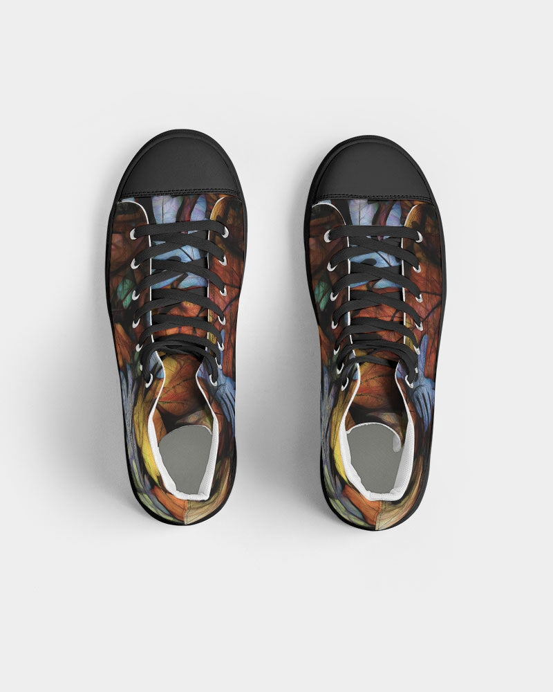Mid October Leaves Men's Hightop Canvas Shoe - Black