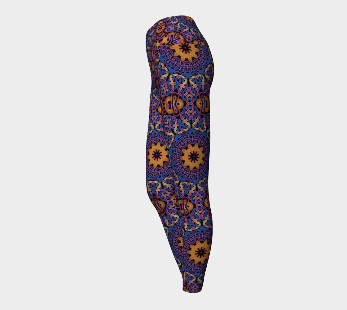 Blue Gold Celtic Kaleidoscope Yoga Leggings