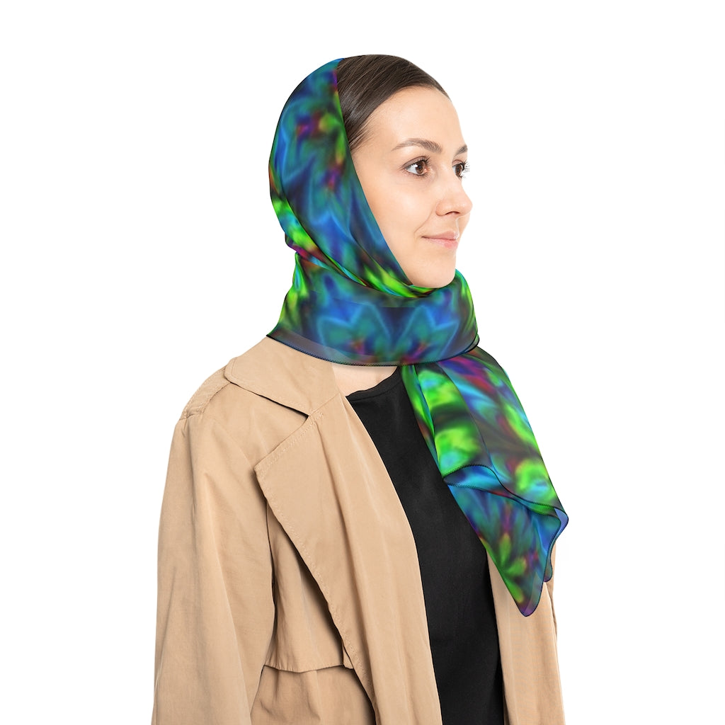 Blue and Green Kaleidoscope Poly Scarf