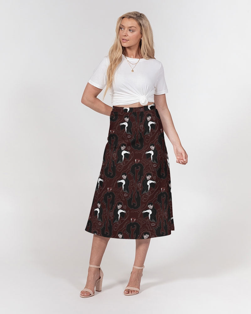 Vampire Pattern Women's A-Line Midi Skirt