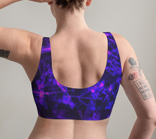 Purple Bokeh Light Dragonflies Scoop Bralette