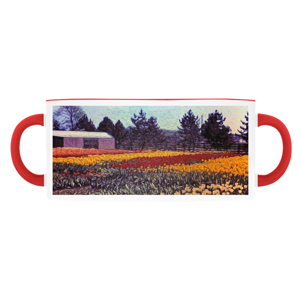 Vintage Travel Field of Tulips Accent Mugs