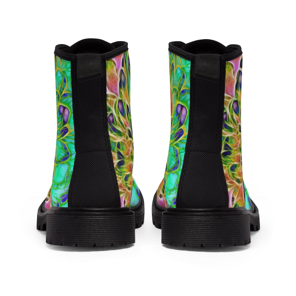 Abstract Chrysanthemum Women's Canvas Boots