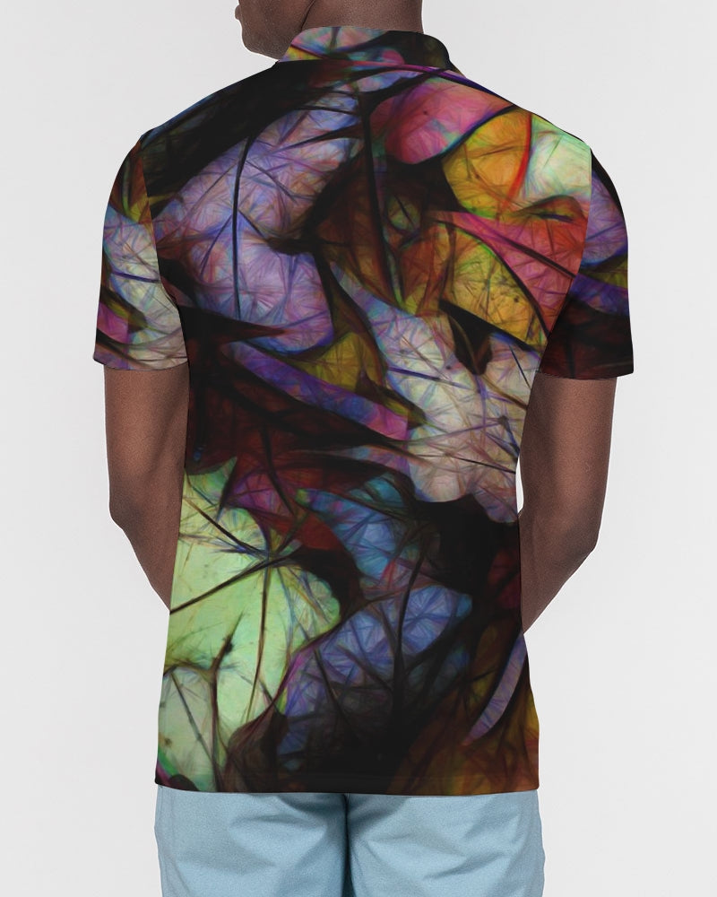 Fall Leaves Abstract Men's Slim Fit Short Sleeve Polo