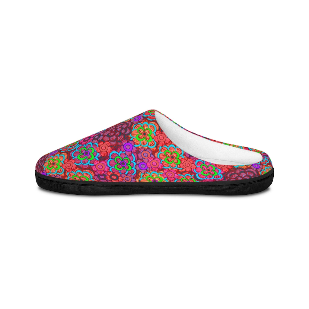 Pink Stripe Flower Pattern Indoor Slippers