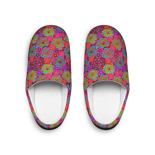 Pink Stripe Flower Pattern Indoor Slippers