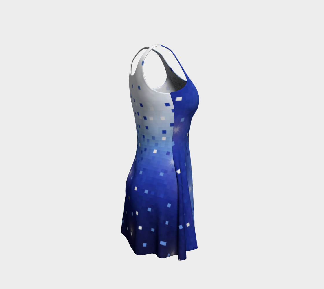 Blue Square Confetti Flare Dress