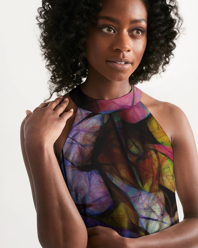 Fall Leaves Abstract Women's Halter Dress