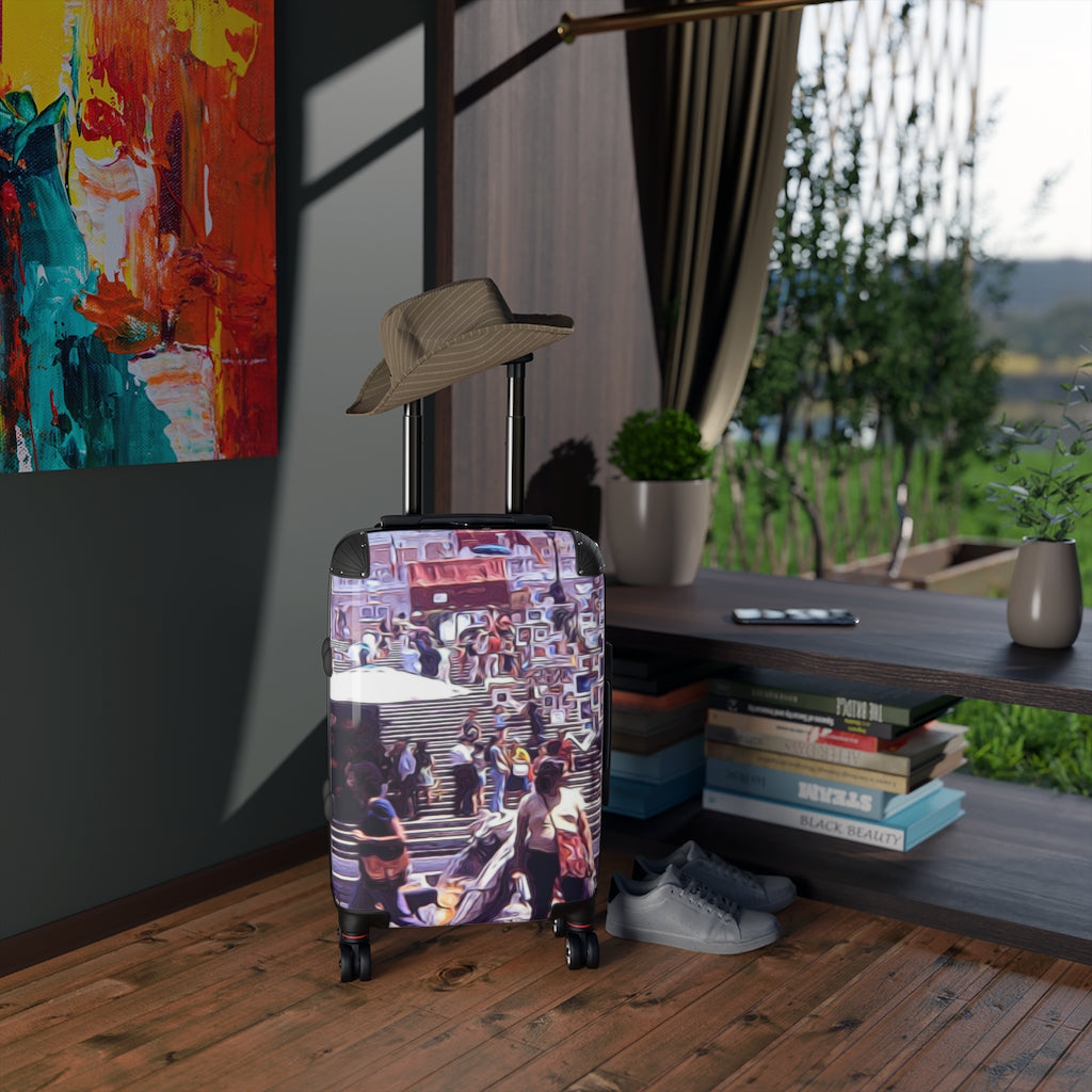 Vintage Travel Art Market On. The Steps in Rome Cabin Suitcase