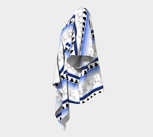 Reindeer Sweater Pattern Draped Kimono