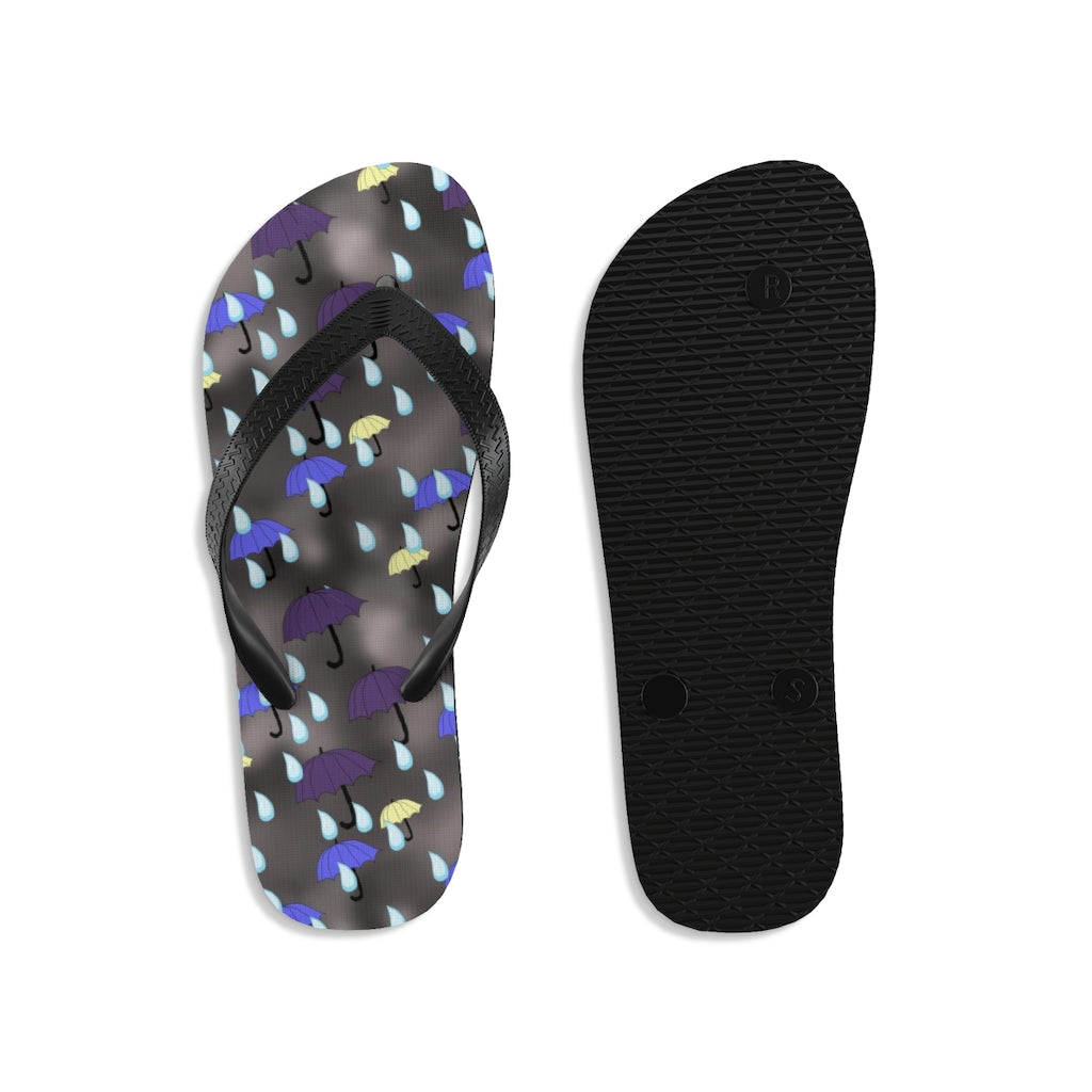 Rain and Umbrellas Pattern Unisex Flip-Flops