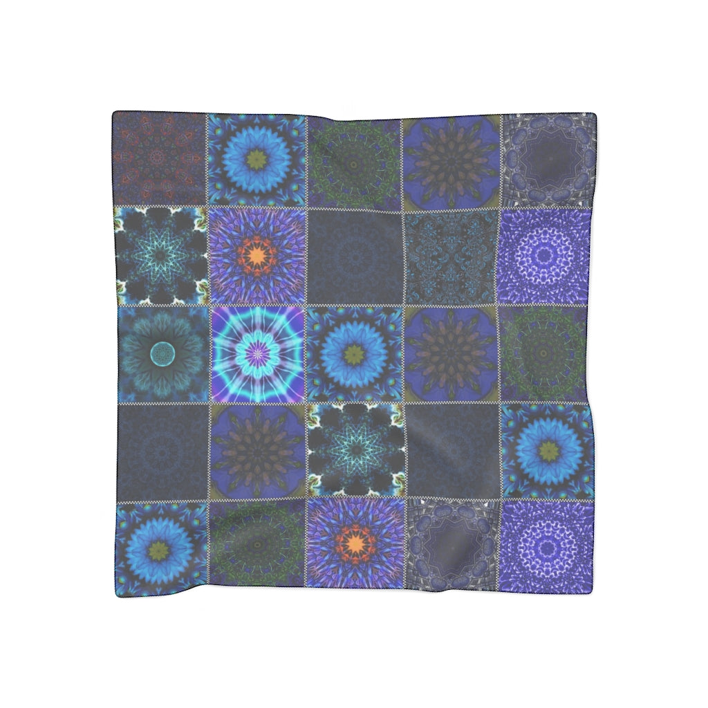 Blue Crazy Quilt Poly Scarf