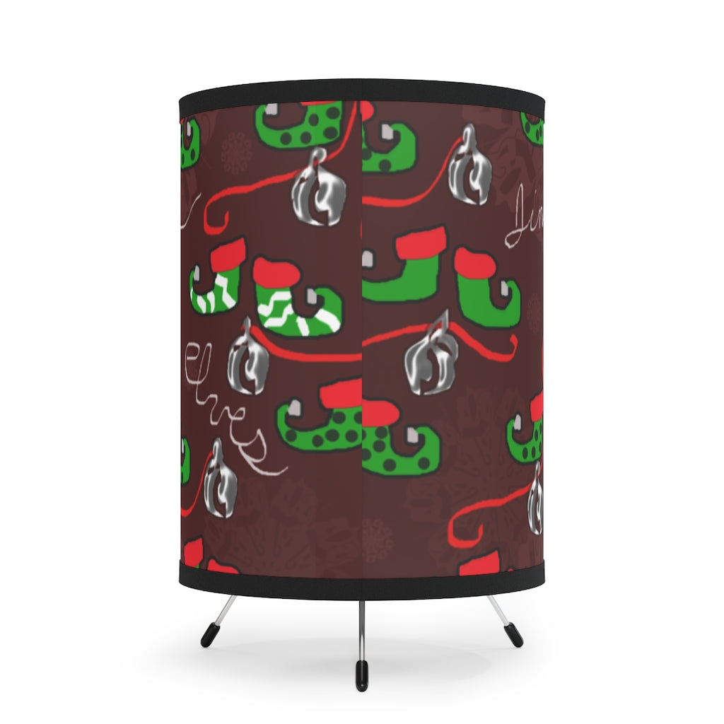 Elves Jingle Tripod Lamp with High-Res Printed Shade, US/CA plug