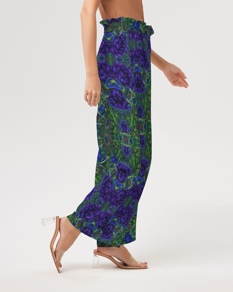 blue Green Ribbon Kaleidoscope Women's High-Rise Wide Leg Pants