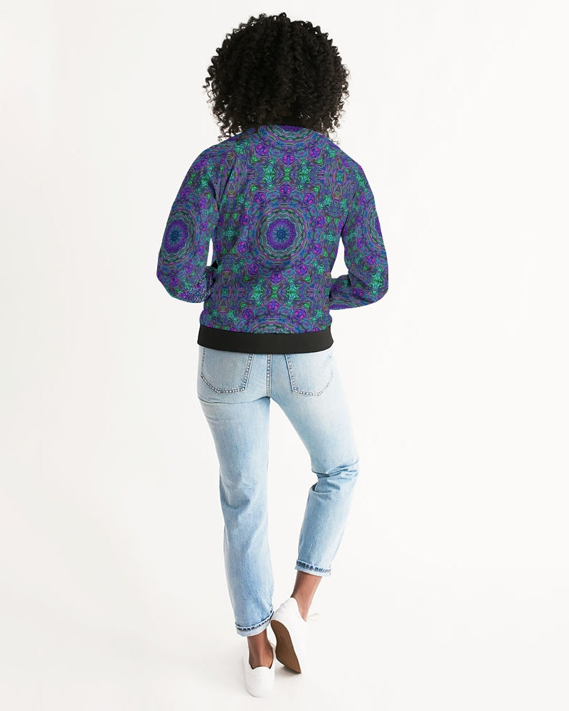 Blue Green Purple Kaleidoscope Women's Bomber Jacket