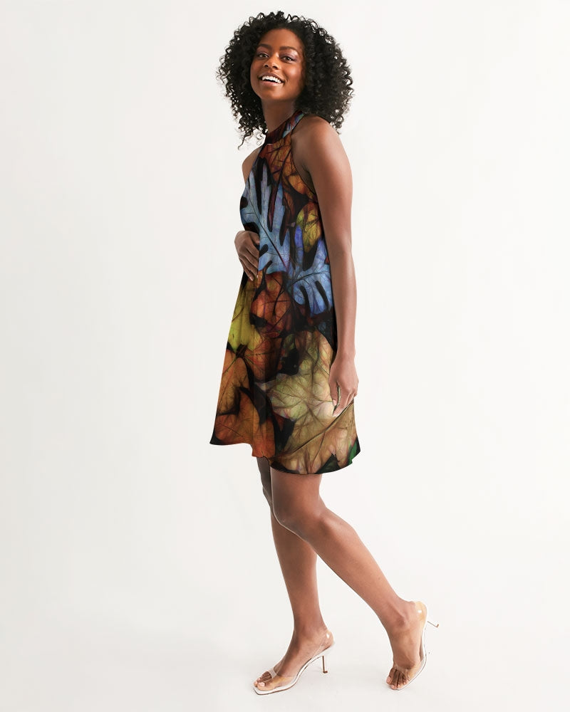 Mid October Leaves Women's Halter Dress