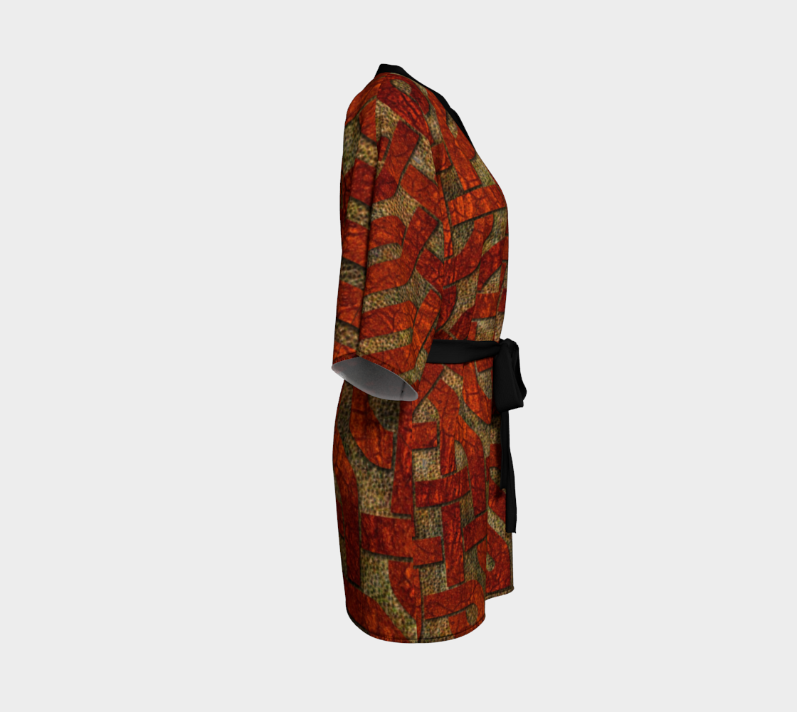 Red Leather Look Celtic Knot Kimono Robe