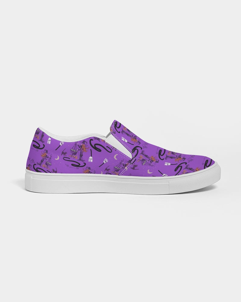 Witch Cat Cauldron Pattern Women's Slip-On Canvas Shoe