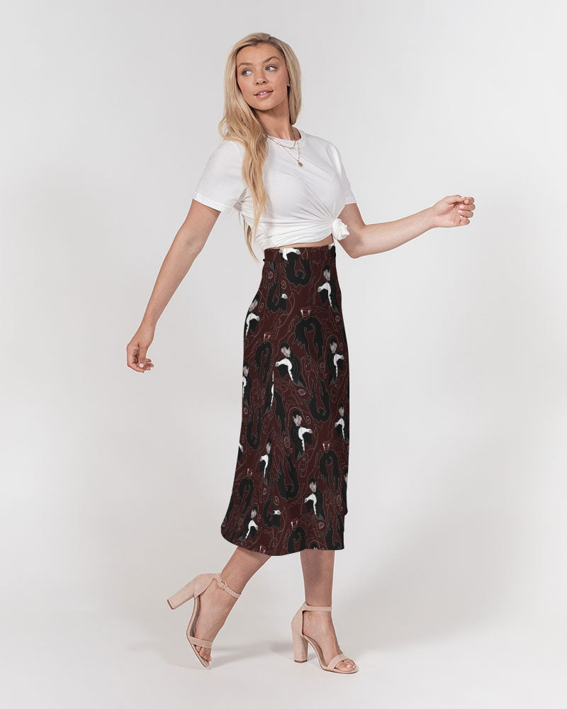 Vampire Pattern Women's A-Line Midi Skirt