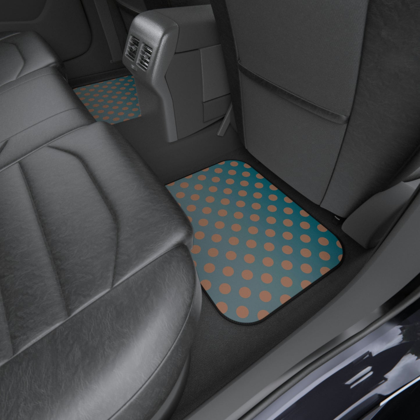 Denim and Brown Polkadots Car Mats (Set of 4)