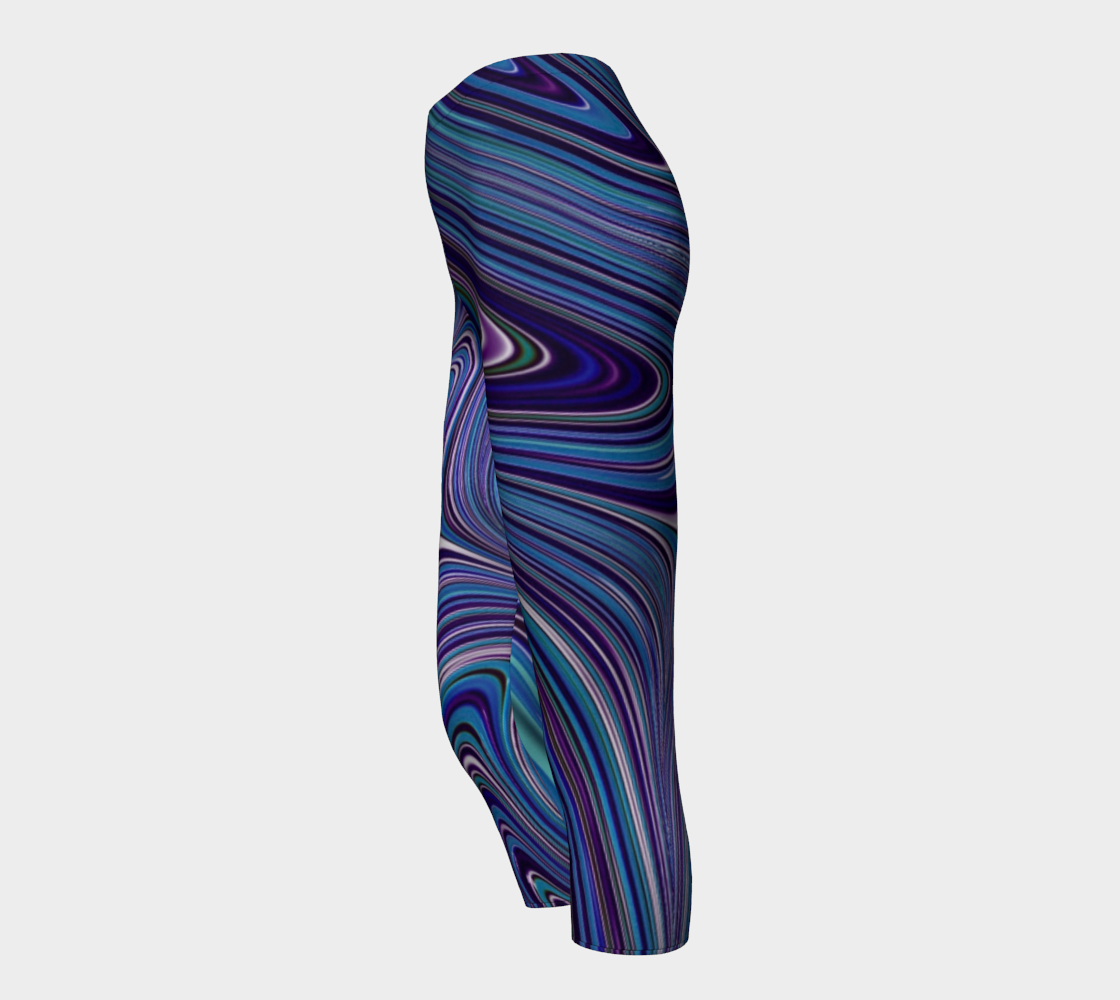 Blue Fractal Swirls Capris
