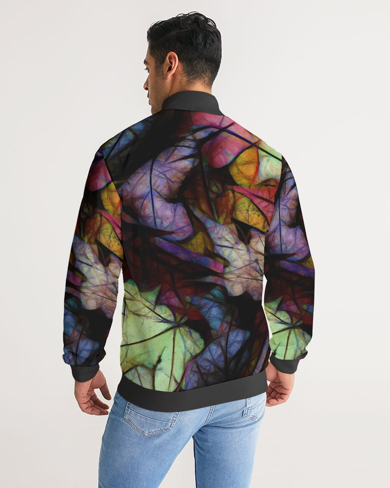 Fall Leaves Abstract Men's Stripe-Sleeve Track Jacket