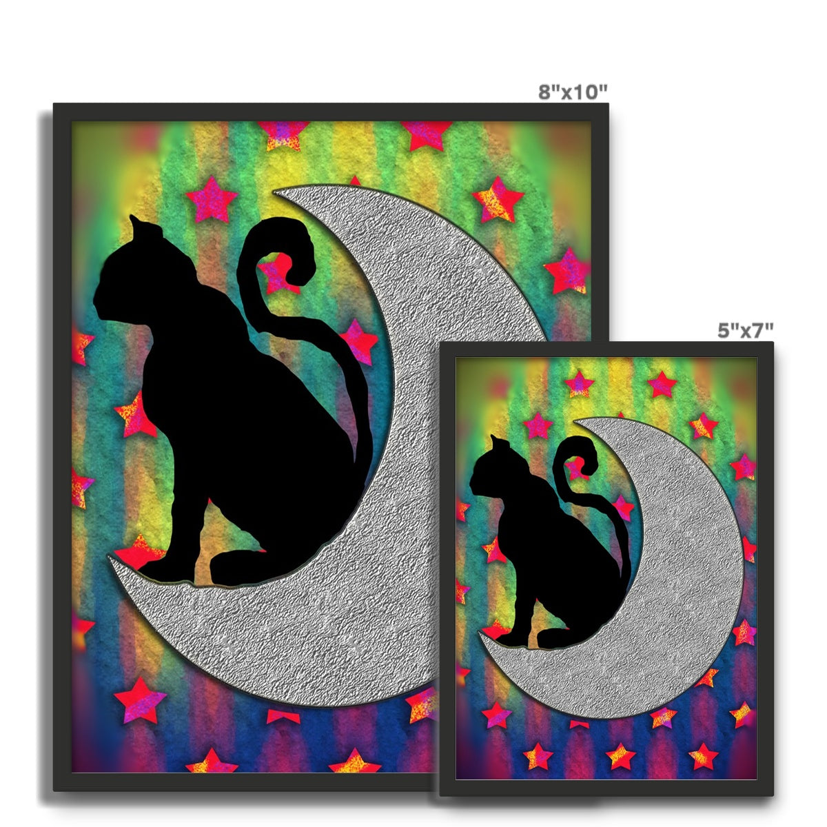 Cat On A Moon Framed Photo Tile
