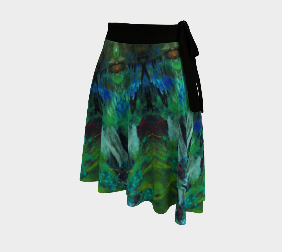 Green Sketchy Kaleidoscope Wrap Skirt