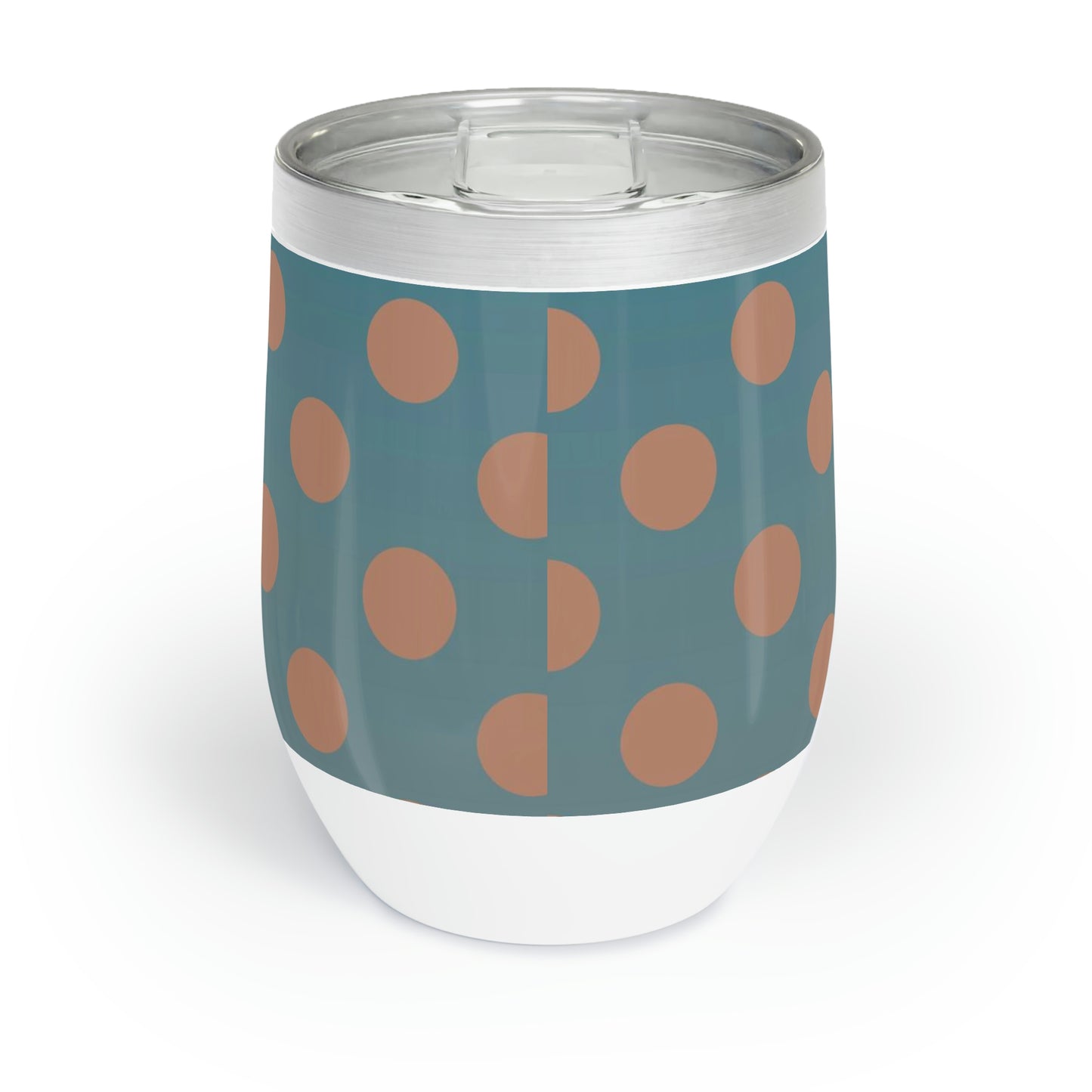 Denim and Brown Polkadots Chill Wine Tumbler