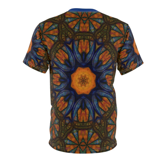 Blue Orange Sketchy Kaleidoscope Unisex AOP Cut & Sew Tee