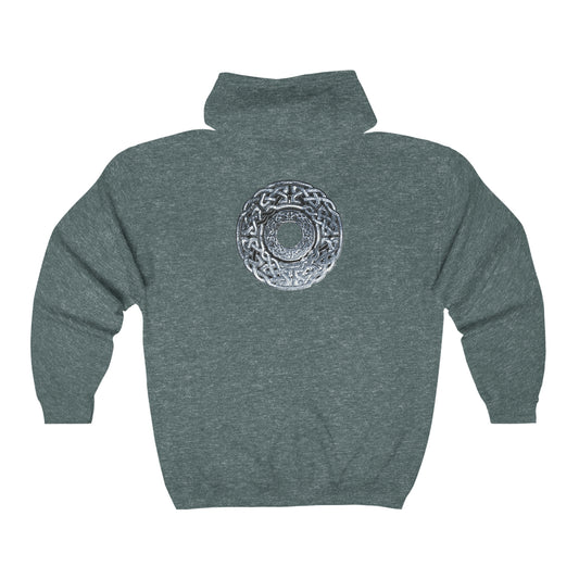 Silver Celtic Knot Circle Unisex Heavy Blend™ Full Zip Hooded Sweatshirt
