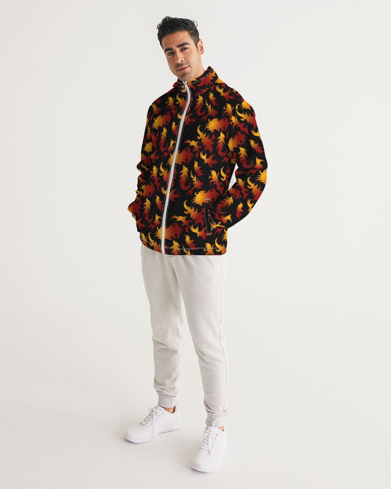 Abstract Flames Pattern Men's Windbreaker