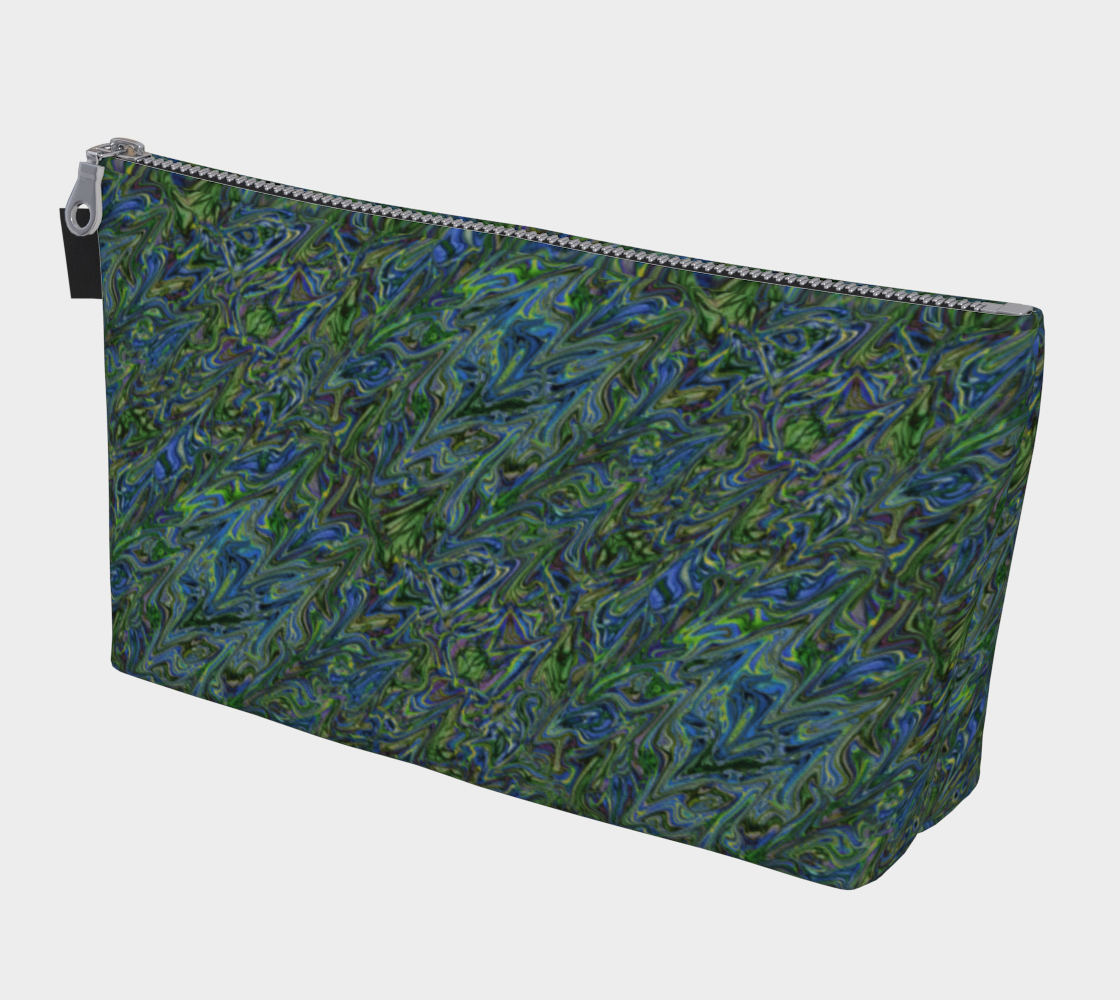 Blue Green Liquid Swirl Makeup Bag