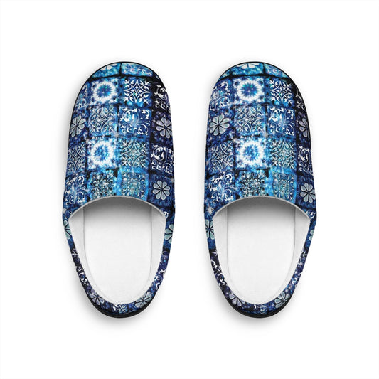 Blue Ice Crystals Motif Indoor Slippers