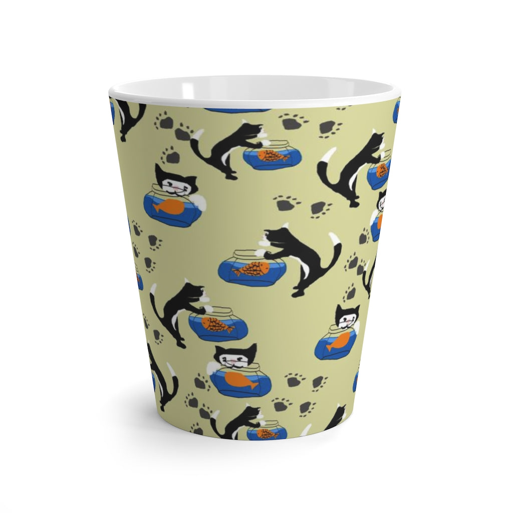 Cat And A Fishbowl Latte mug