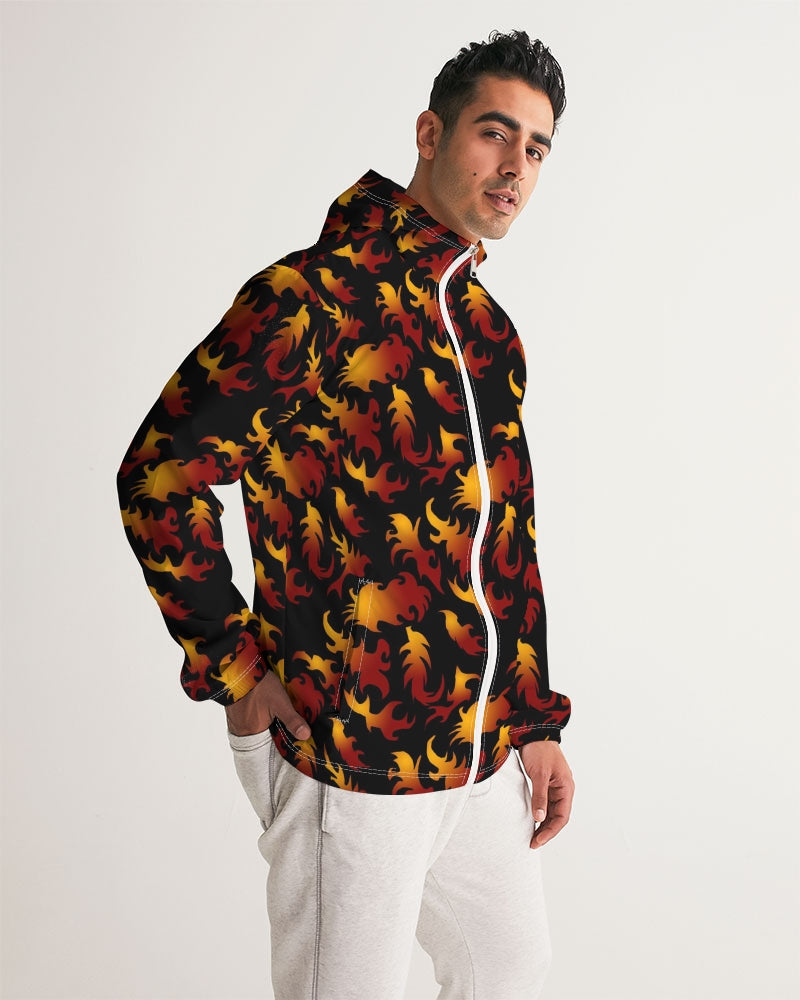 Abstract Flames Pattern Men's Windbreaker