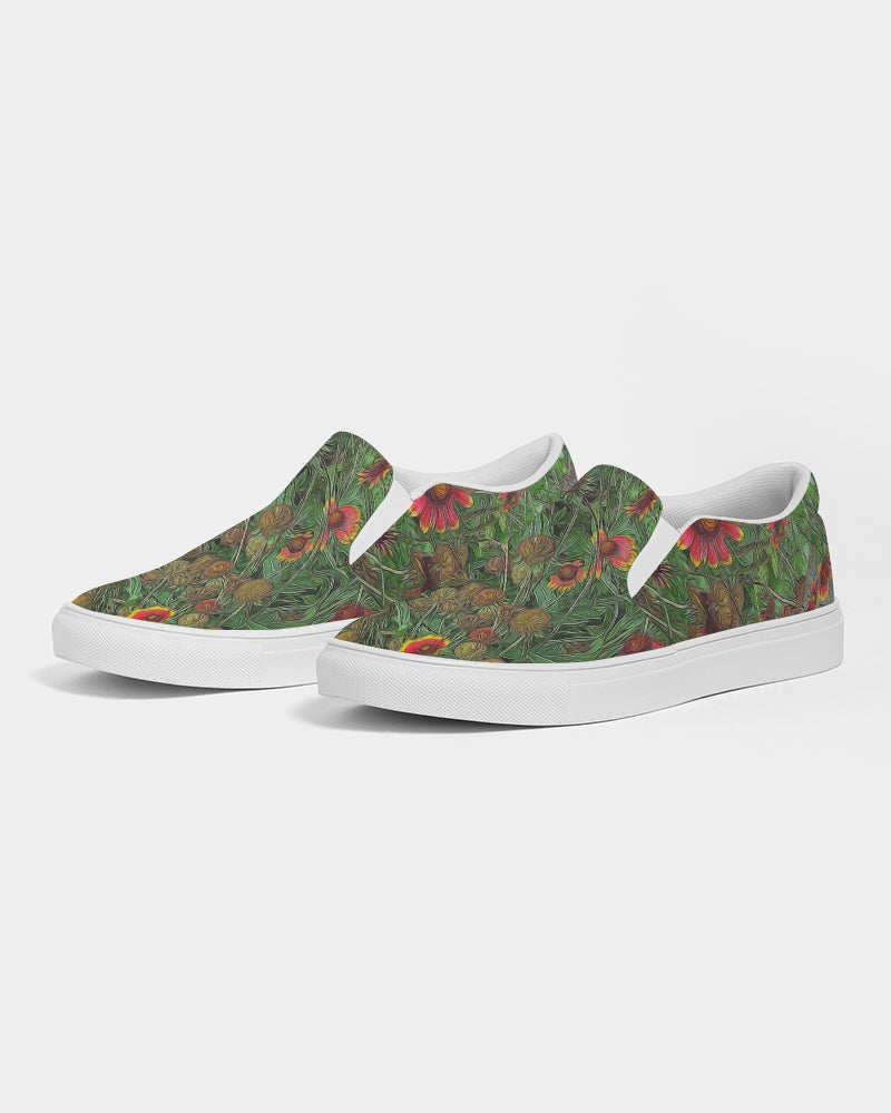 Orange Flower Garden Women's Slip-On Canvas Shoe