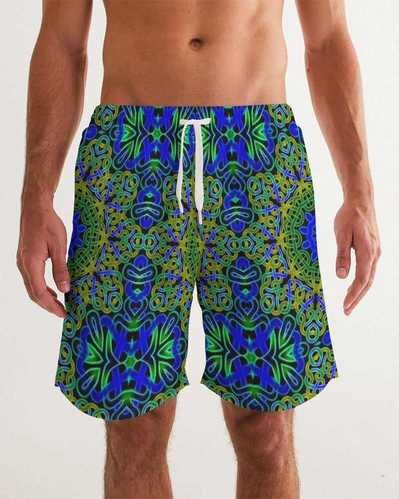 Blue Green Celtic Kaleidoscope Men's Swim Trunk