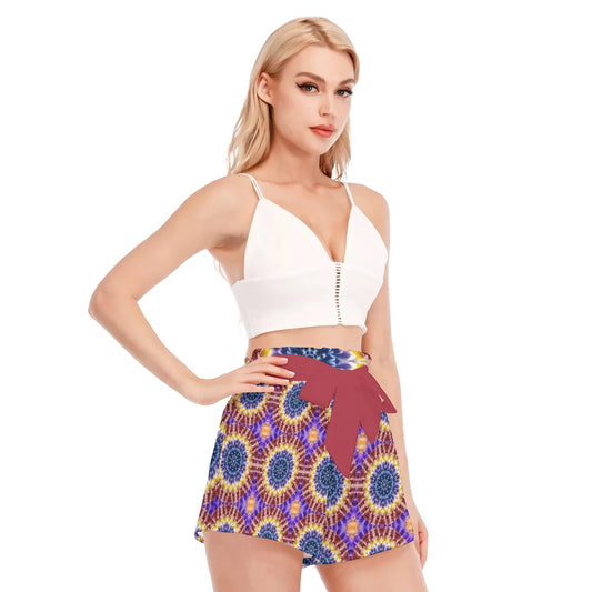 Rainbow Flower Kaleidoscope All-Over Print Women's Waist Shorts