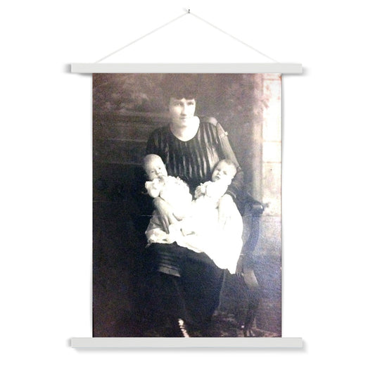 Early 1900s Mother and Twins Fine Art Print with Hanger